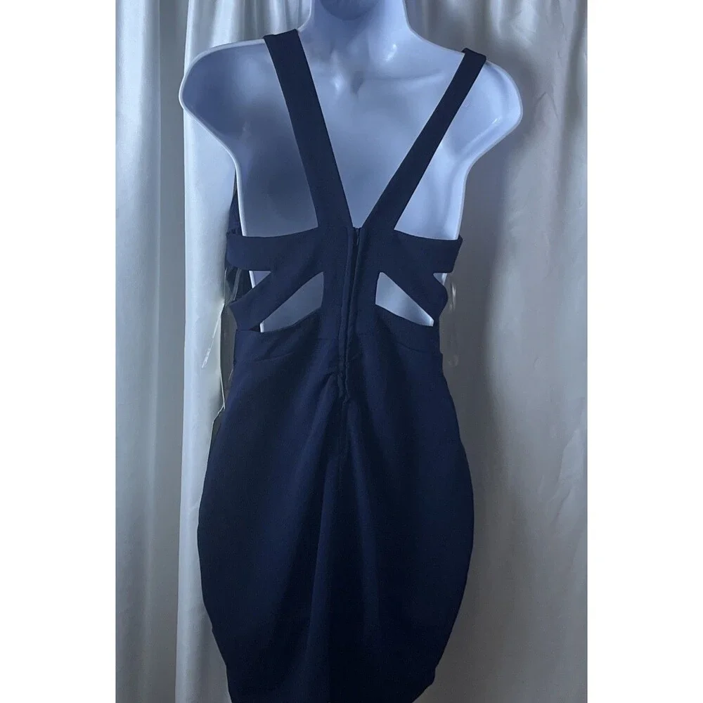 Emerald Sundae Juniors M Slim Social Navy Blue Bodycon Dress Prom Guest wedding